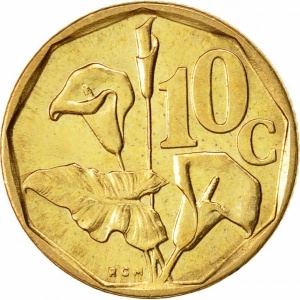Реверс монеты ЮАР, 10 центов, 1990-1995