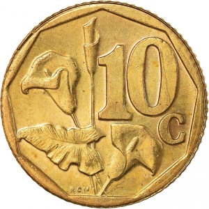 Реверс монеты ЮАР, 10 центов, 1996-2000