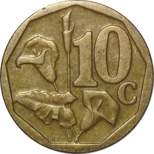 Реверс монеты ЮАР, 10 центов, 2000-2001
