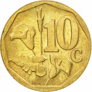 Реверс монеты ЮАР, 10 центов, 2002