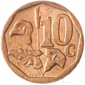 Реверс монеты ЮАР, 10 центов, 2012-2022