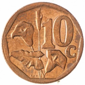Реверс монеты ЮАР, 10 центов, 2014