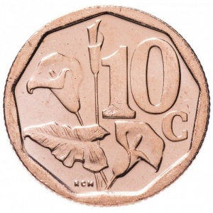 Реверс монеты ЮАР, 10 центов, 2019