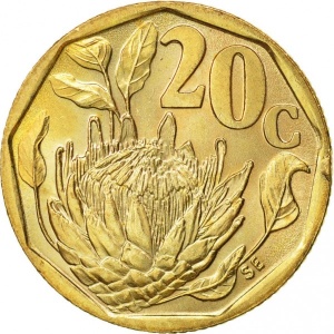 Реверс монеты ЮАР, 20 центов, 1990-1995