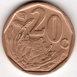 Реверс монеты ЮАР, 20 центов, 2000-2001