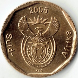Аверс монеты ЮАР, 20 центов, 2005