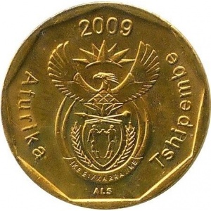 Аверс монеты ЮАР, 20 центов, 2009-2022