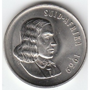 Аверс монеты ЮАР, 50 центов, 1965-1969, Надпись на языке африкаанс - "SUID-AFRIKA"