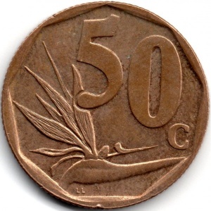 Реверс монеты ЮАР, 50 центов, 2005