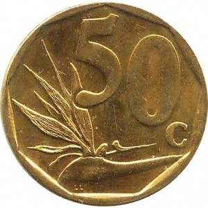 Реверс монеты ЮАР, 50 центов, 2015