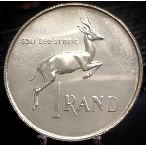 Реверс монеты ЮАР, 1 ранд, 1966-1968, Надпись на языке африкаанс - "SUID-AFRIKA"