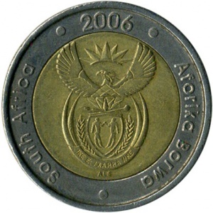 Аверс монеты ЮАР, 5 рандов, 2006