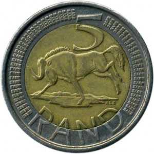 Реверс монеты ЮАР, 5 рандов, 2006