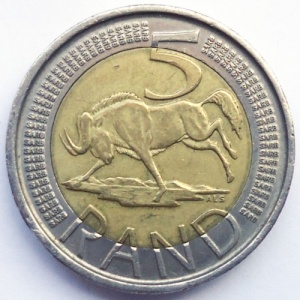Реверс монеты ЮАР, 5 рандов, 2007