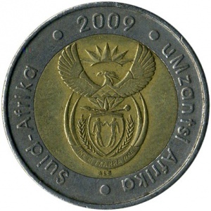 Аверс монеты ЮАР, 5 рандов, 2009