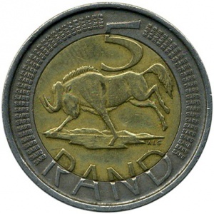 Реверс монеты ЮАР, 5 рандов, 2009