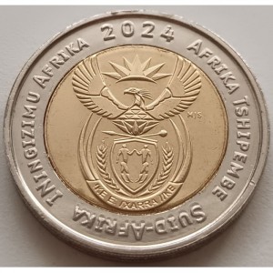 Аверс монеты ЮАР, 5 рандов, 2024