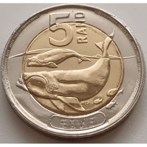 Реверс монеты ЮАР, 5 рандов, 2024