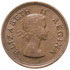 Аверс монеты ЮАР, ¼ пенни, 1953-1960