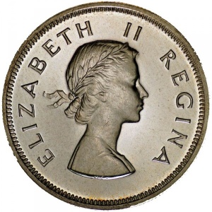 Аверс монеты ЮАР, 2½ шиллинга, 1953-1960