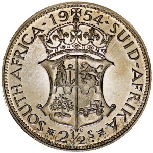 Реверс монеты ЮАР, 2½ шиллинга, 1953-1960