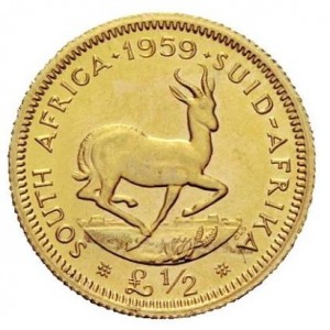 Реверс монеты ЮАР, ½ фунта (полсоверена), 1953-1960