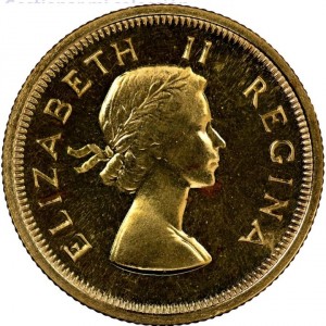Аверс монеты ЮАР, 1 фунт, 1953-1960