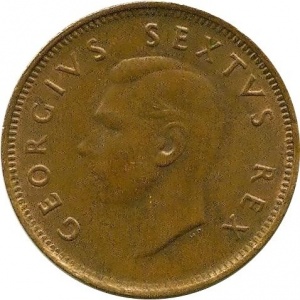 Аверс монеты ЮАР, ¼ пенни, 1948-1950