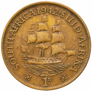 Реверс монеты ЮАР, 1 пенни, 1937-1947