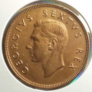 Аверс монеты ЮАР, 1 пенни, 1948-1950