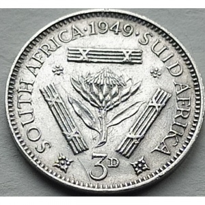 Реверс монеты ЮАР, 3 пенса, 1948-1950