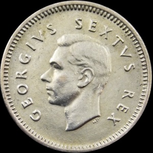 Аверс монеты ЮАР, 3 пенса, 1951-1952