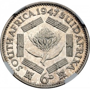 Реверс монеты ЮАР, 6 пенсов, 1937-1947