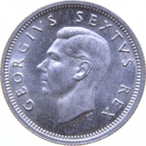 Аверс монеты ЮАР, 6 пенсов, 1948-1950