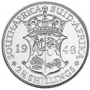 Реверс монеты ЮАР, 2½ шиллинга, 1948-1950