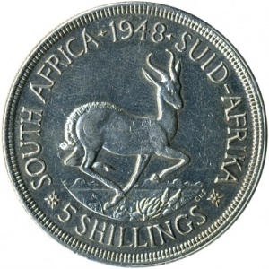 Реверс монеты ЮАР, 5 шиллингов, 1948-1950