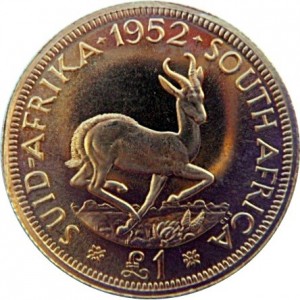 Реверс монеты ЮАР, 1 фунт, 1952