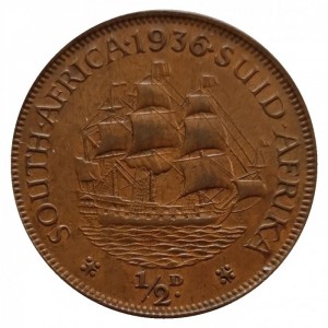 Реверс монеты ЮАР, ½ пенни, 1932-1936