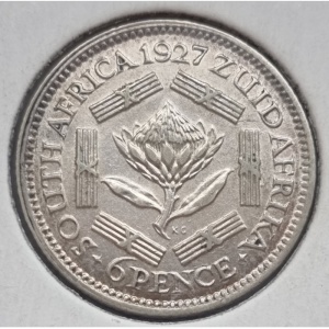 Реверс монеты ЮАР, 6 пенсов, 1925-1930