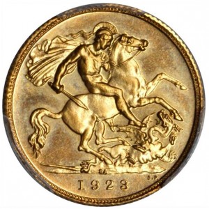 Реверс монеты ЮАР, ½ соверена, 1923-1926