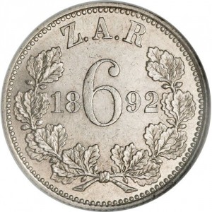 Реверс монеты ЮАР, 6 пенсов, 1892-1897