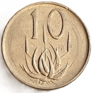 Реверс монеты ЮАР, 10 центов, 1976, Окончание президентства Якобуса Йоханнеса Фуше