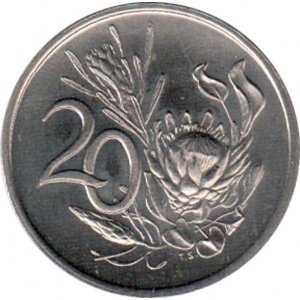 Аверс монеты ЮАР, 20 центов, 1968, Окончание президентства Чарльза Сварта /SOUTH AFRICA/