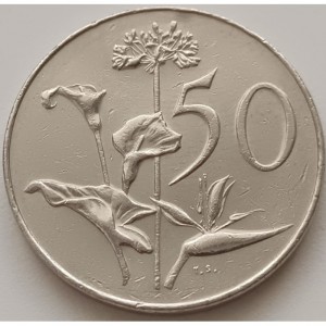 Реверс монеты ЮАР, 50 центов, 1968, Окончание президентства Чарльза Сварта /SOUTH AFRICA/