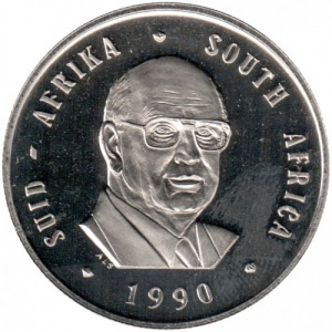 Аверс монеты ЮАР, 1 ранд, 1990, Окончание президентства Питера Виллема Бота /SUID-AFRIKA - SOUTH AFRICA/