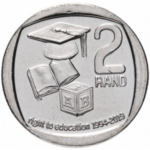 Реверс монеты ЮАР, 2 ранда, 2019, 25 лет конституционной демократии в Южной Африке - Право на образование