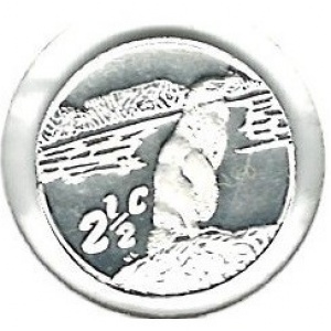 Реверс монеты ЮАР, 2½ цента, 1998, Очковый пингвин