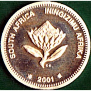 Аверс монеты ЮАР, 2½ цента, 2001, Дельфин