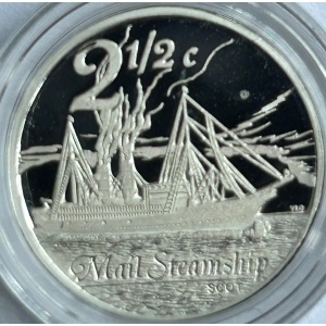 Реверс монеты ЮАР, 2½ цента, 2010, Почтовый пароход