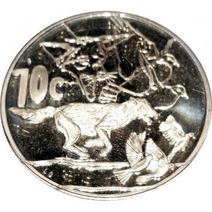 Реверс монеты ЮАР, 10 центов, 2006, Дикая природа - Чепрачный шакал
